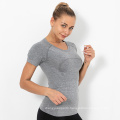 Spring Activewear High Elastic Running Top Workout Camisetas Yoga Fitted Top Premium Women Gym T Shirt